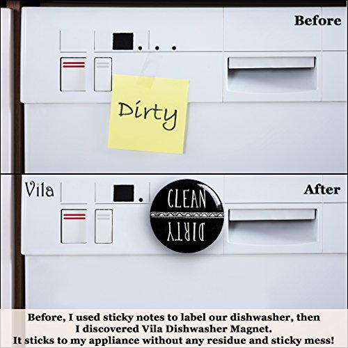 Dishwasher Magnet (1 pc) - Household Appliance Badge Depicts"Clean" &"Dirty" - Easy to Read White Letters with Black Background - Use on Magnetic Surfaces such as Stainless Steel, Iron & Nickel - Thumbnail 3