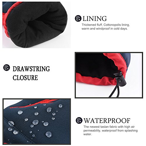 VBG VBIGER Ski Gloves Winter Warm Snowboard Gloves Waterproof Outdoors Sports Gloves For Men Women (Large, Navy Blue+Red)