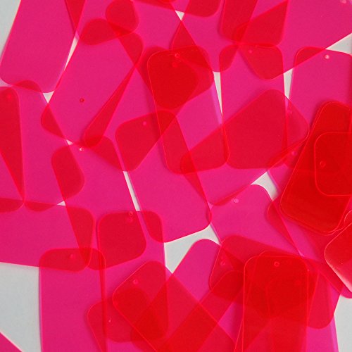 Long Sequin Rectangle 1.5 inch Pink Fluorescent Transparent See Thru Couture Loose Paillettes. Made in USA.