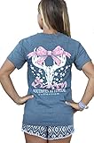 Southern Attitude Dogwood Sassy Heather Gray Bow Deer Skull Short Sleeve Shirt (Large)