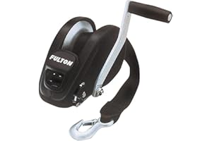 Fulton 142316 XLT Marine Trailer Winch, Single-Speed, 1,800 lbs. Capacity, 20 Foot Strap, 8 Inch Handle, Black Cover