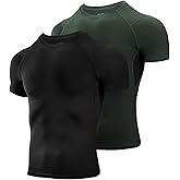 Niksa Men's Compression Shirts 2 Pack, Short Sleeve Athletic Compression Tops Cool Dry Workout T Shirt