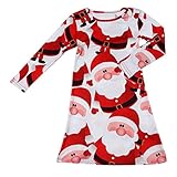 Tenworld Baby Girls Red Santa Claus Long Sleeve Swing Christmas Party Dress