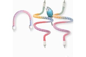 3pcs Nopikku Gradient Bendable Bird Rope Perches Climbing Rope Toys Fun Bird Cage Accessories for Parakeet Lovebirds Cockatiels Budgies Play (2 Long + 1 Short)