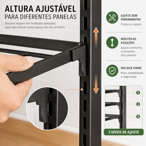 Organizador de Panelas Vertical Ajustável em Ferro – Porta Panelas para Armário de Cozinha | Suporte Modular com Ajuste de Altura para Panelas, Frigideiras e Tampas (4 camadas)