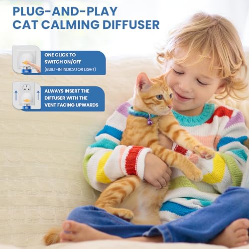 Mikccer 120 Days Cat Calming Plug-in, 6-in-1 Natural Pheromone Diffuser Kit, Effective Relaxants & Anxiety Relief for Cats to Relieve Stress, Fighting & Scratching, 2 Diffusers 4 Refills(48ml)