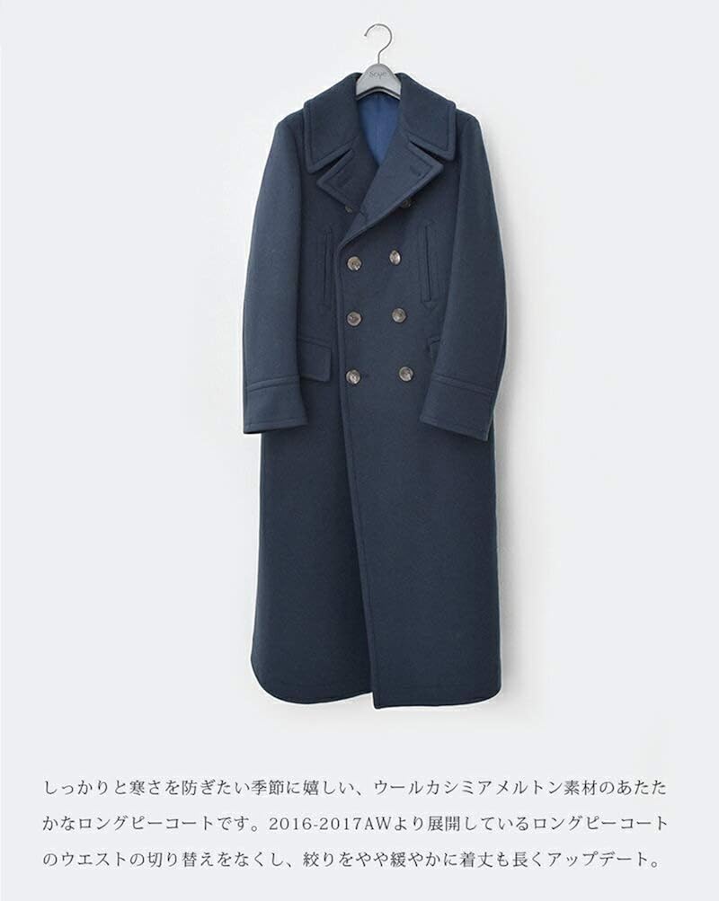 Amazon サイ Scye ウールカシミヤメルトンロングピーコート 40 ネイビー Col 85 5218 40 85 コート ジャケット 通販