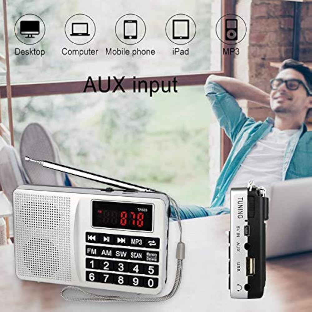 Radio Digital L-258 Onda Corta AM FM lee Micro-SD - Imagen 4