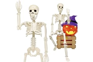 CAMIRUS 36" Skeleton Halloween Decorations, 3ft Full Body Posable Life Like Skeleton Realistic Human Plastic Bones with Movable Joints for Halloween Party Lawn Haunted House Decor