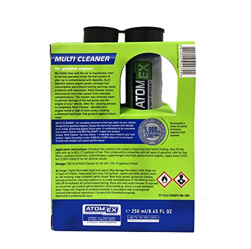 XADO Atomex Fuel System Multi Cleaner | Treats 10-15gal. of Gasoline Fuel - Cleans Injector Nozzles, Inlet Valves and Combustion Chamber (Bottle, 250ml)