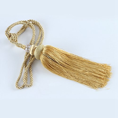 BERTERI 1 Pair Decorative Livingroom Curtain Rope Tieback with Tassels, Elegant White Curtain Beads Tassels Holdback Window Treatment Accessories