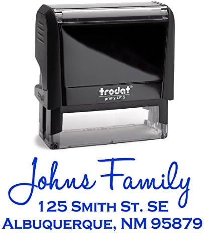 Blue Self Inking Stamp Return Address Mail Stamper Custom Personalized Address Large 3 Lines Professional Wedding Gift Invitation Branding