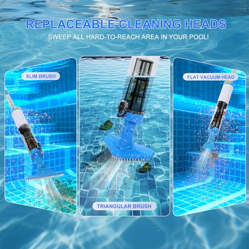 4 in 1 Cordless Rechargeable Small Pool Vacuum spa hot tub 90 Mins Running Time, 12 Gallons/Min Powerful Suction