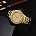 Wdnba Men's Gold Watch Diamond Dial Fashion Gold Steel Analog Quartz Watches