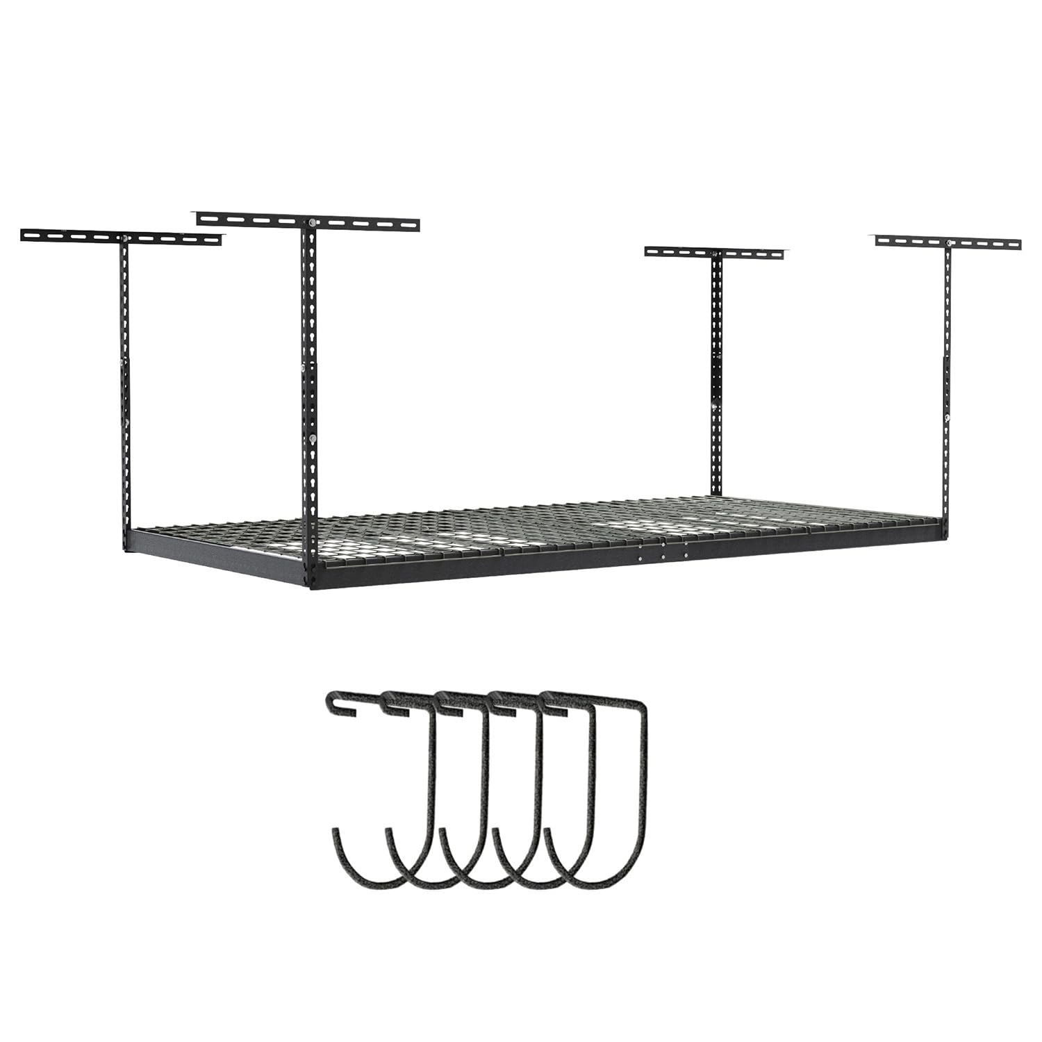 SafeRacks 4x8 Overhead Garage Storage Rack Heavy Duty - Hammertone (24"-45") - Holds 600 lb Image