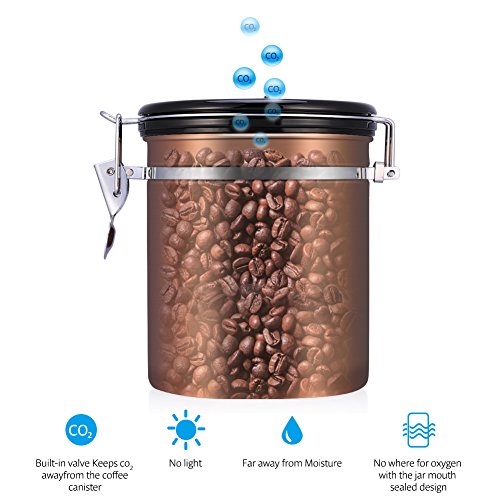 Airtight Coffee Container Storage Canister,Stainless Steel Coffee Beans