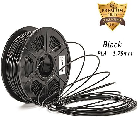 3D filament, PLA- BLACK, DAZZLE LIGHT 3D PLA-1KG 1.75-BLK PLA 3D Printer Filament, Dimensional Accuracy +/- 0.02 mm, 1 kg Spool, 1.75 mm, Black for 3D Printers & 3D Pens, (Black)