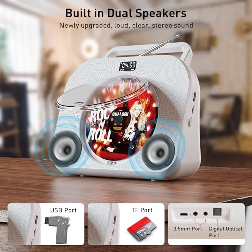QUALORI CD Player Portable with Bluetooth Desktop Music Player Dual 並行輸入 Mp3 Player With Bluetooth QUALORI CD Player Portable With
