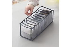 Breathable Drawer Organizer Closet Underwear Mesh Organizer For Socks Bra Scarves And Lingerie Storage Box (Grey)