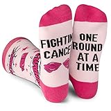 Beat Cancer Socks - Funny Novelty Gift for Cancer Survivor or Chemo Patient - For Women and Men (Pink Boxing Gloves)