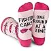 Beat Cancer Socks - Funny Novelty Gift for Cancer Survivor or Chemo Patient - For Women and Men (Pink Boxing Gloves)