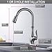 Commercial Single Handle High Arch Brushed Nickel Kitchen Faucets with Pull down Sprayer, Single Level Deck Mounted Pull out Stainless Steel Kitchen Sink faucets with Deck Plate