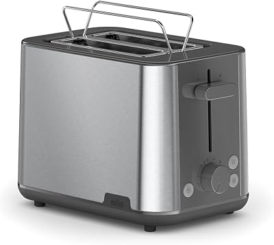 PurShine HT1510GY, Tostapane A 2 Slot, 8 Livelli Di Tostatura, Funzioni Di Riscaldamento E Scongelamento, Vassoio Per Le Briciole, 900W, Grigio