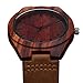Zeiger Mens Wooden Bamboo Watch with Crazy Horse Leather Strap Quartz Analog Casual Vintage Watches Wood ( Wal Walnut)