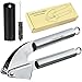 Garlic Press LOVKITCHEN Durable Stainless Steel Kitchen Garlic/Ginger Mincer Crusher and Peeler Set with Silicone Tube Roller Cleaning Brush