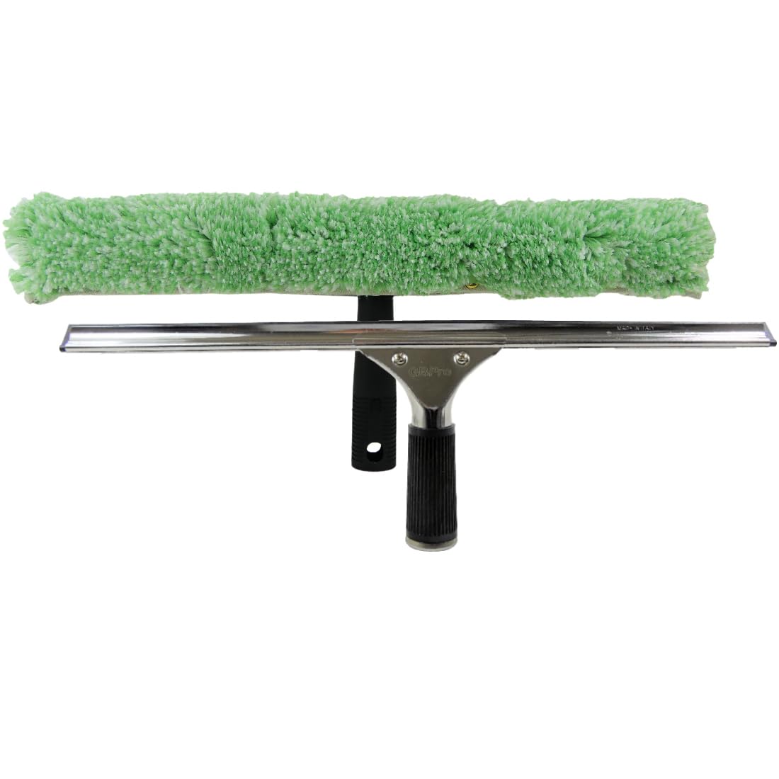 GBPro Professional Window Squeegee Stainless Steel Wiper 45cm / 18 inch + T Bar & Glass Microfibre Wash Sleeve - Ultimate Window Cleaning Equipment