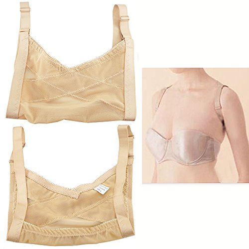 Zinnor Adjustable Shoulder Back Posture Corrector Chest Brace Wireless Support Belt Push Up Bra Vest（Nude） (Large)