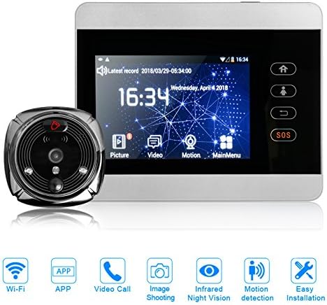 GOGOLO 4" Wi-Fi Digital Video Peephole Door Viewer Montion Detction, Smart Door Camera Wireless with Doorbell Two-Way Talk All Day Real Time Security Monitoring，130°Wide angle Infrared Night Vision