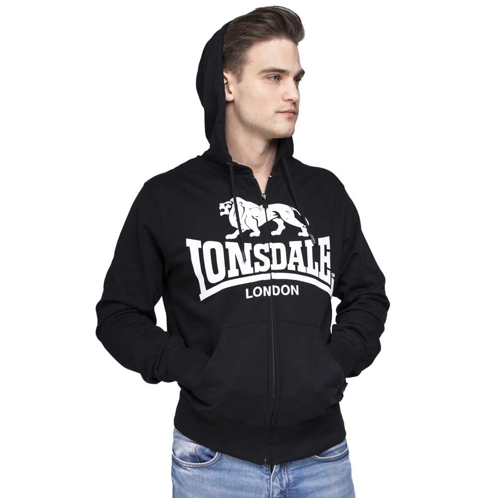 Lonsdale Men's Slim Fit Zip Krafty Sweatshirt, Black, L UK