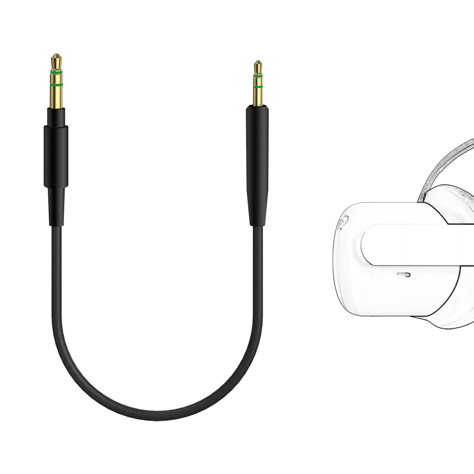 GEEKRIA VR Short Audio Cable Compatible with Oculus Quest 3/2, Oculus Go, HTC Virtual Reality Headset, 3.5mm Male to 2.5mm Male Cord, Replacement Cable for VR Headphones (1ft / 25cm)