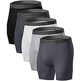 Easechoo 5 Pack Men's Underwear,Rayon Made from Bamboo Cool Boxer Briefs,Ultra Soft,Breathable,No Riding Up Long Leg
