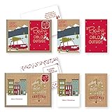 24 Count Christmas Holiday Boxed Cards Contemporary