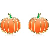 Pumpkin Earrings 925 Sterling Silver Gold Plated Pumpkin Stud Earring Halloween Party Jewelry Thanksgiving Gift Fall Earrings for Women