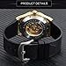 Caluxe Men's Automatic Mechanical Skeleton Self-Winding Wrist Watch with Silicone Black Strap