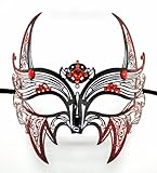 New Wolverine Men's Mask Laser Cut Venetian Halloween Masquerade Mask Costume Extravagant Inspire Design - Black w/ Red Rhinestones & Glitter