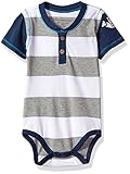 Burt's Bees Baby Baby Boys' Rugby Stripe Buzz Organic Bodysuit, Heather Grey, 12 Months