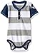 Burt's Bees Baby Baby Boys' Rugby Stripe Buzz Organic Bodysuit, Heather Grey, 12 Months