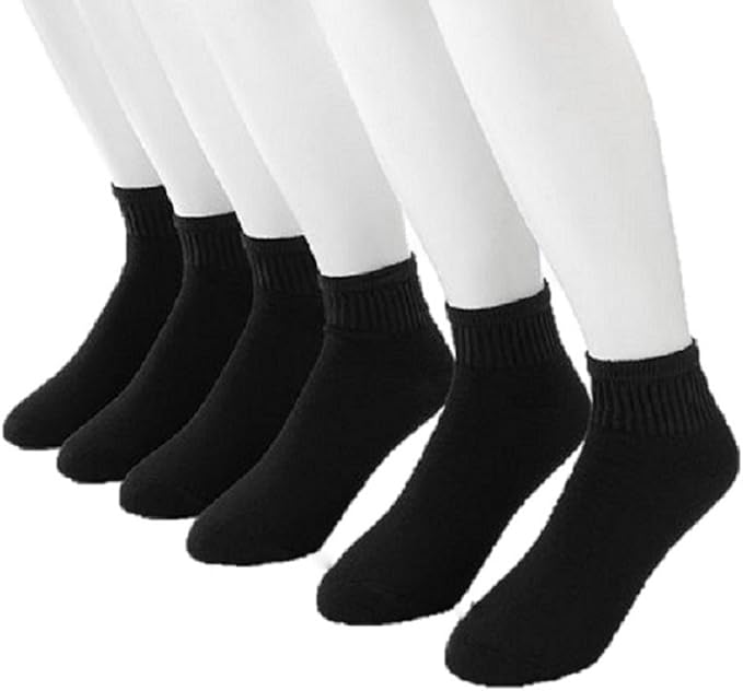 Gildan Men’s Platinum Athletic Cotton ANKLE Socks BLACK Size 1215