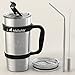 MalloMe BEARCLAW Insulated Tumbler With Handle & Straw - Stainless Steel Tumblers Coffee Travel Mug - Reusable Insulated Cup for Water with Brush, 2 Lids & Straws - Splash-Proof 20 Oz Silver