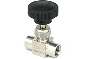 Unicornioext 1/4 in NPT Female Equal Straight Needle Valve 304 Stainless Steel Water Gas Oil Flow Control