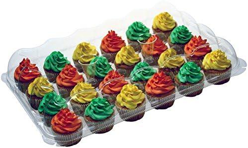 OccasionWise Premium Clear Large Cupcake Containers | 24 Regular Compartments | High Dome Boxes Great for High Topping Regular Cupcakes | with Detachable Lid | Sturdy &amp; Reusable | Set of 5