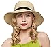 JOSENI Women Floppy Sun Beach Straw Hats Wide Brim Packable Summer Cap (Beige)
