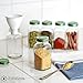 SpiceLuxe 6 Large Square Glass Spice Bottles 6 oz Jars with Simply Organic Style Metal Lids, Shaker Tops