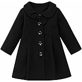 USKIDKK Toddler Baby Girl Coat Long Sleeve Solid Color Buttons Clothes Jacket Little Girls Dress Coat Fall Winter Outfit