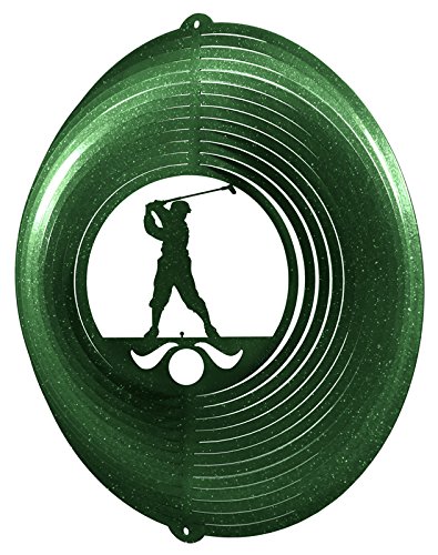 MALE GOLFER CIRCLE Swirly Metal Wind Spinner