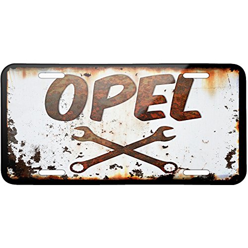 Neonblond Rusty old look car Opel Metal License Plate